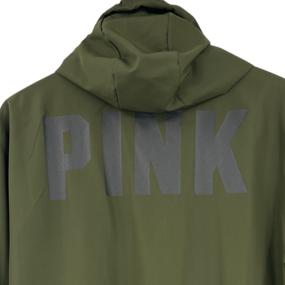 VS PINK Anorak Olive Green Rain Wind Breaker Jacket XS/S Full Zip Hood - Picture 6 of 10